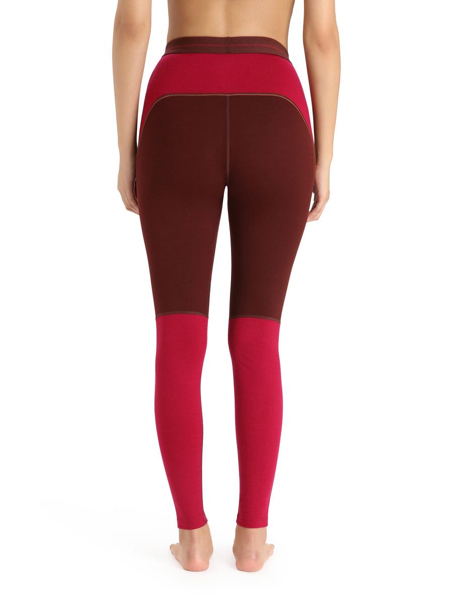 Women's Icebreaker Merino 260 ZoneKnit™ Leggings Base Layers Espresso / Cherry | CA 1056MQZA